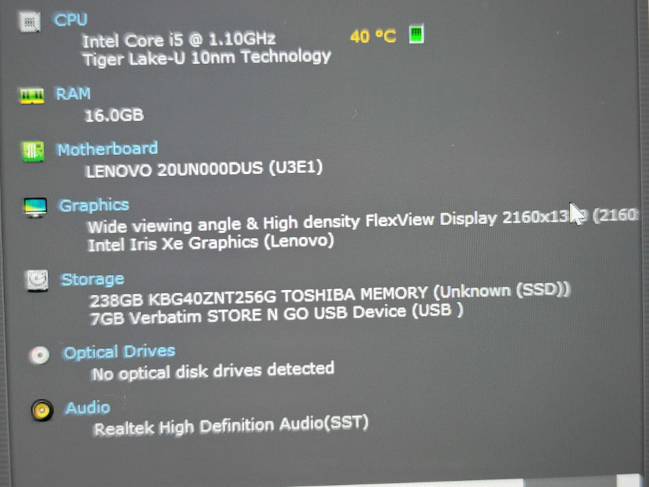 Lenovo ThinkPad X1 Nano Gen 1 i5-1130G7 16GB AM 256GB NVMe  β Lap200