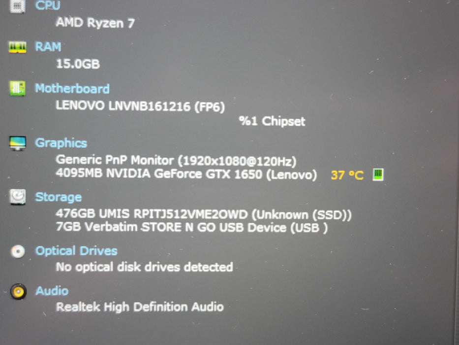 Lenovo Legion 5 15ARH05 Ryzen 7 4800H 16GB DDR4 GTX 1650 512GB NVMe READ β Lap200