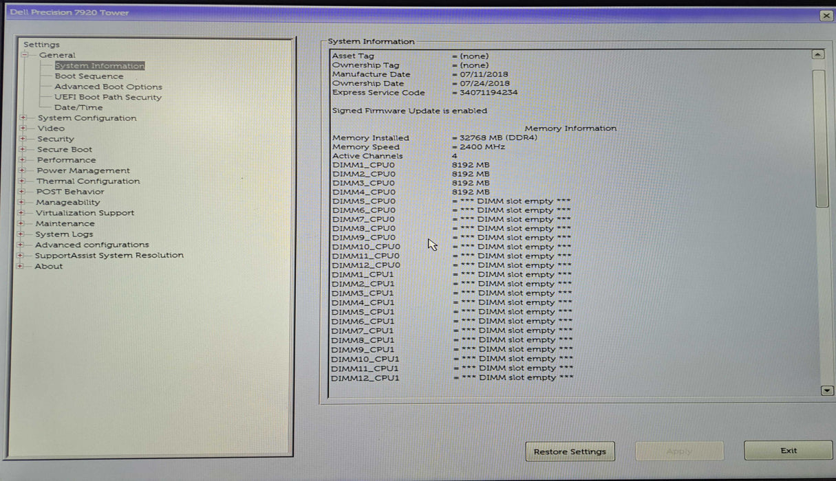 Dell Precision 7920 Tower | Xeon Silver 4110, 32GB DDR4, AMD W7100 8GB )