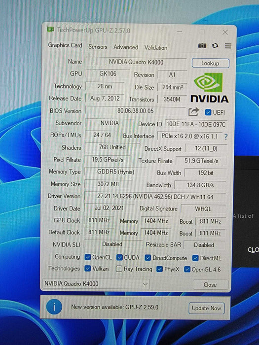 Nvidia Quadro K4000 3GB GDDR5 PCIe 2.0 x16 Video Graphics Card0.6
