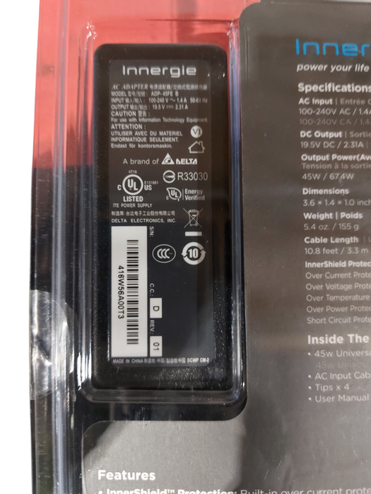 LOT 4x Innergie 45 Watts Universal Chromebook Adapter Model ADP-45FE B