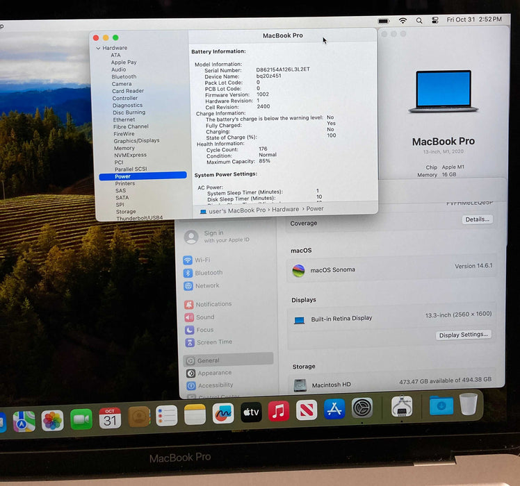 Apple MacBook Pro 13" 2020 M1 16GB RAM 512GB SSD No Power Adapter