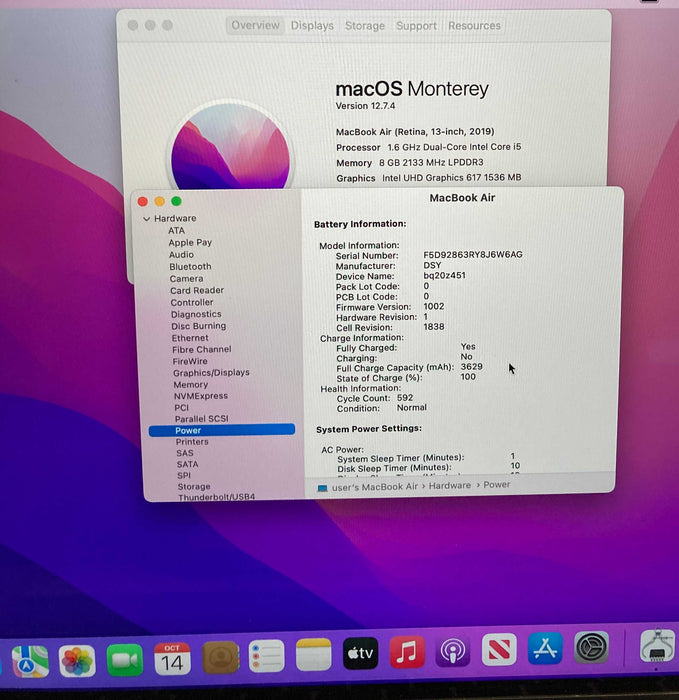 Apple MacBook Air 13" 2019 i5-8210Y 8GB RAM 256GB SSD French Keyboard READ!