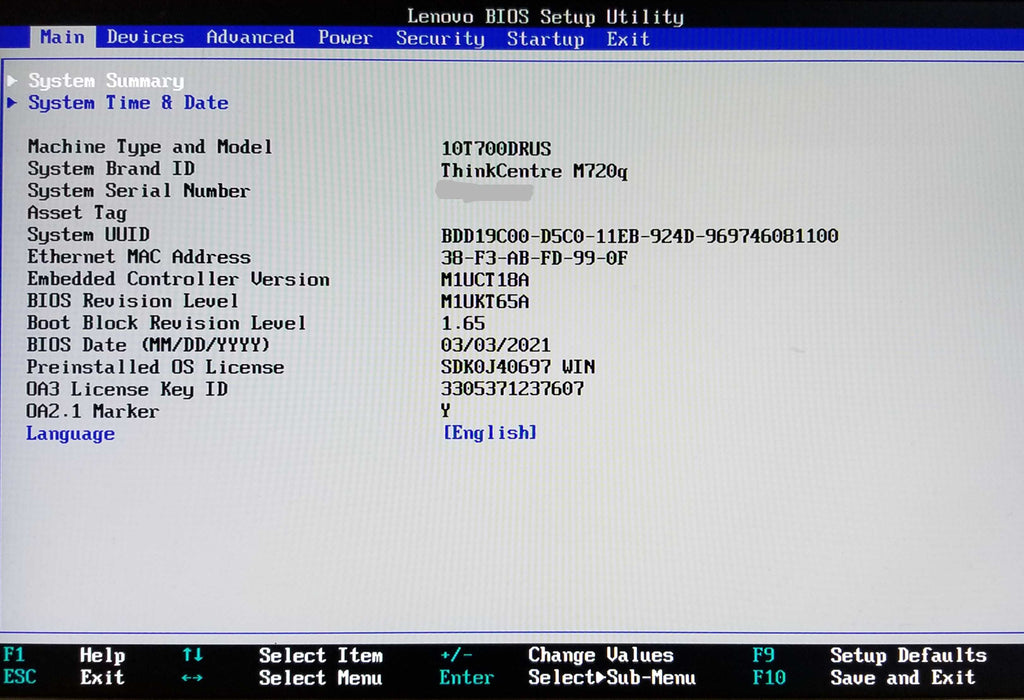 Lenovo ThinkCentre M720q USFF, i5-9500T CPU @2.20GHz, 8GB RAM - No HDD/SSD Q