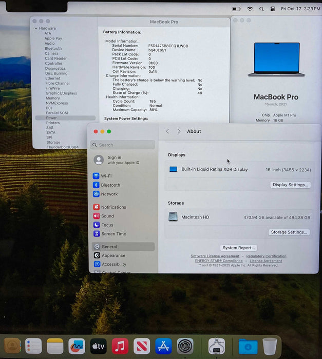 Apple MacBook Pro  16" 2021 M1 Pro 16GB RAM 512GB SSD No Power Adapter