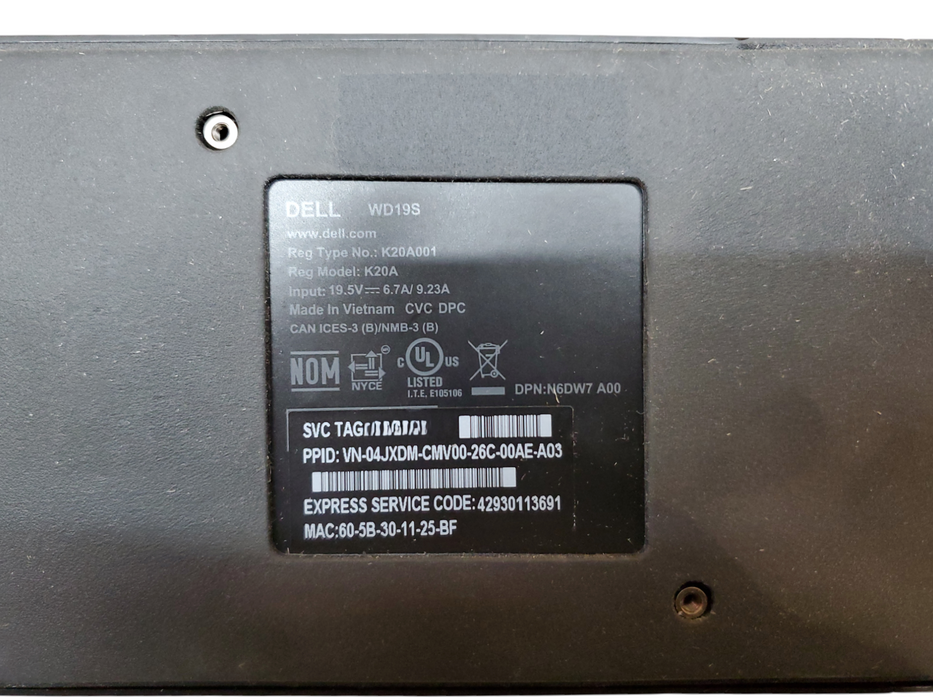 Dell WD19S USB-C Docking Station K20A001