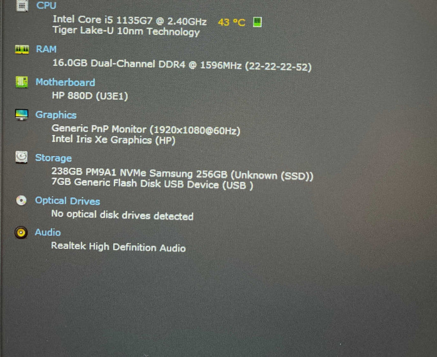 HP  EliteBook 840 G8 Core i5-1135G7@2.40GHz 16GB RAM 256GB SSD  Lap200