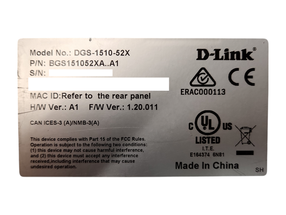 D-Link DGS-1510-52X 48-Port 1Gb Ethernet + 4-Port 10Gb SFP+ Stackable Switch