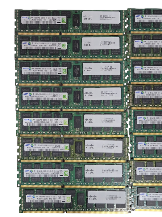 Lot of 16x Samsung/Cisco 8GB 2Rx4 PC3L-10600R DDR3 Server RAMs _