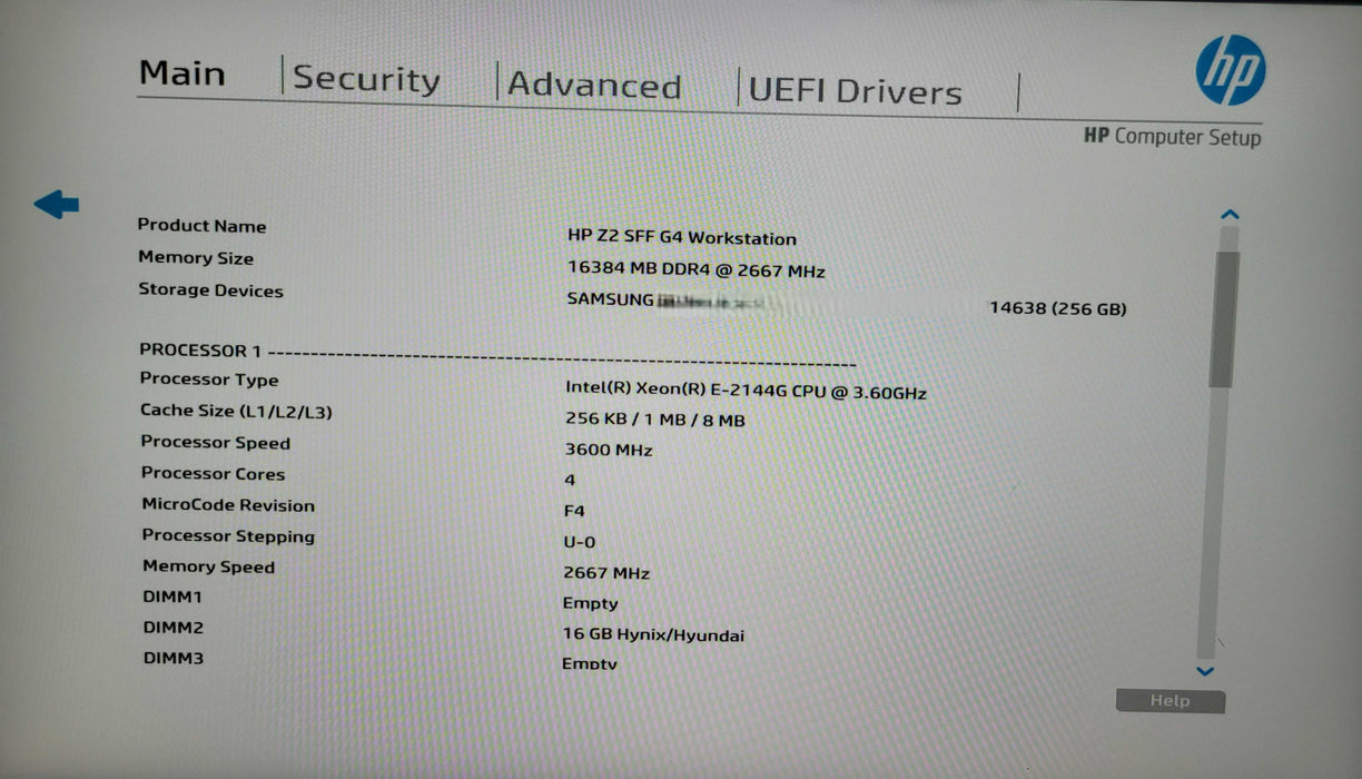 HP Z2 SFF G4 WorkStation | Xeon E-2144G @3.60GHz 16GB DDR4 256GB NVMe