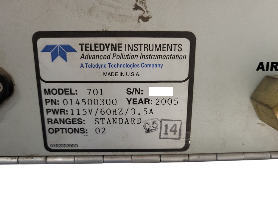 Teledyne Advanced Pollution Instrumentation Zero Air Module - Model 701 READ $