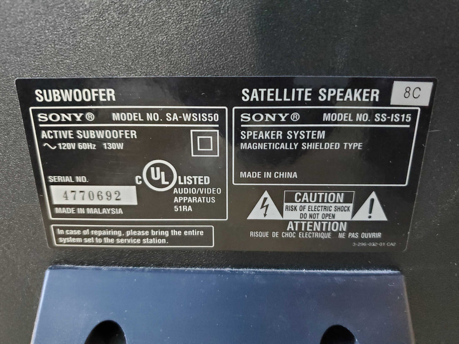 SONY active Subwoofer Speaker sa-wsis 50 receiver SS-IS15 system