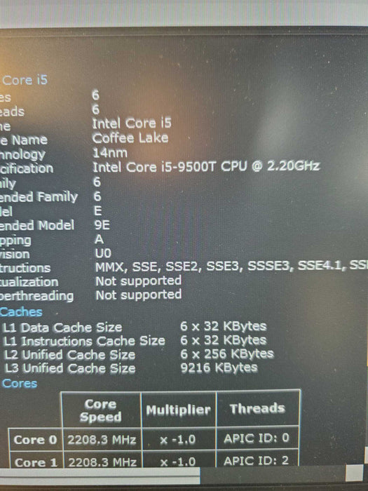 HP ProDesk 400 G5 Mini Intel i5-9500T @2.20GHz 16GB RAM 256GB HDD, wifi