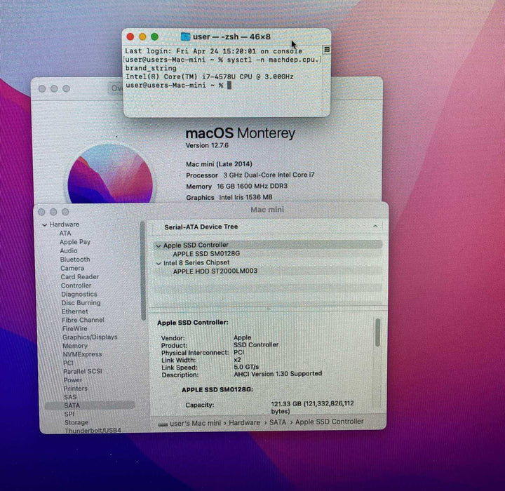 Apple Mac Mini Late 2014 Core i7-4578U@3.00GHz 16GB RAM 2.12TB Fusion Drive