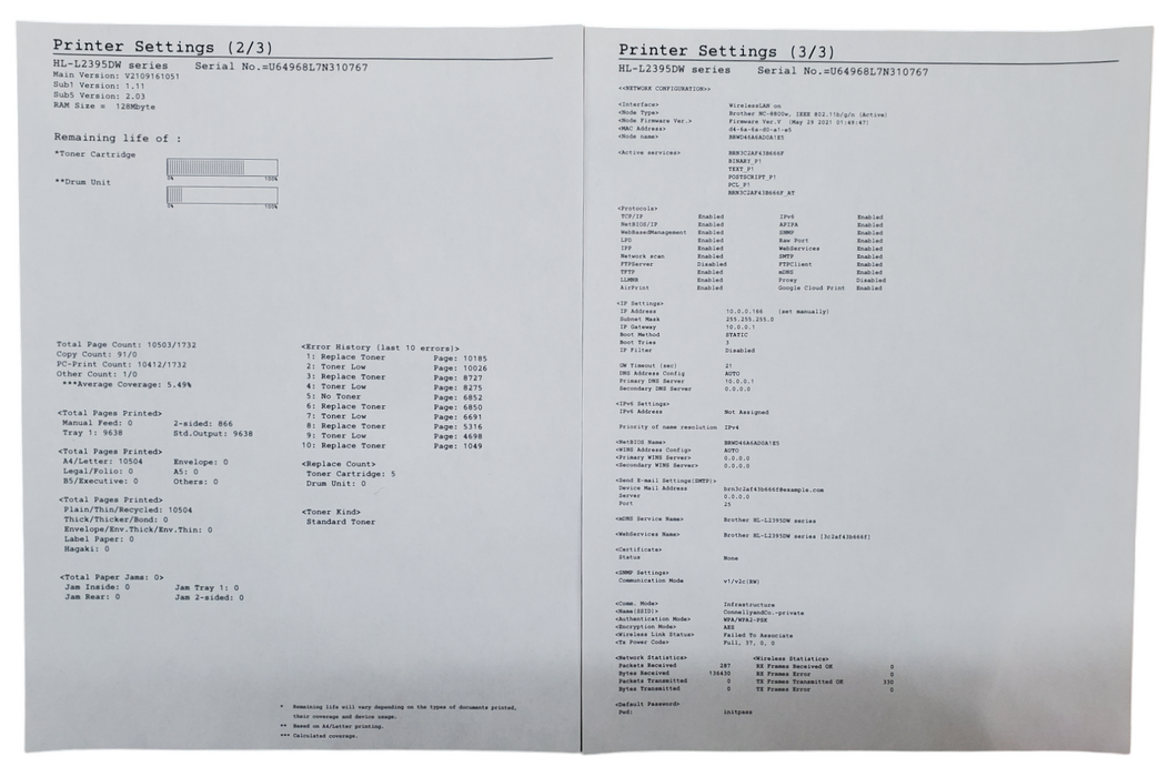 Brother HL-L2395DW Compact Monochrome Laser Printer | *READ*