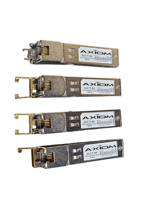 Lot of 4x Axiom GLC-T-AX SFP (mini-GBIC) transceiver modules, READ _