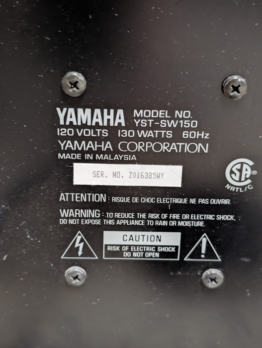 YAMAHA YST-SW150 Active Powered Stereo Subwoofer Home Theatre BASS  -