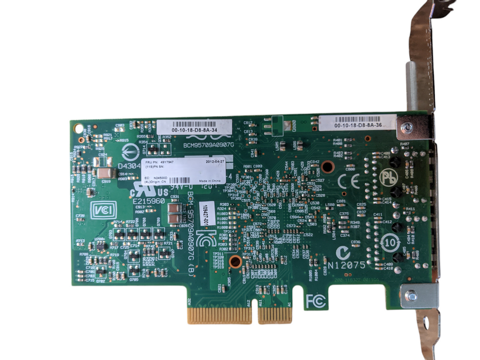 IBM 49Y7947 Broadcom Dual Port 1GB Gigabit Ethernet Network Card PCIe