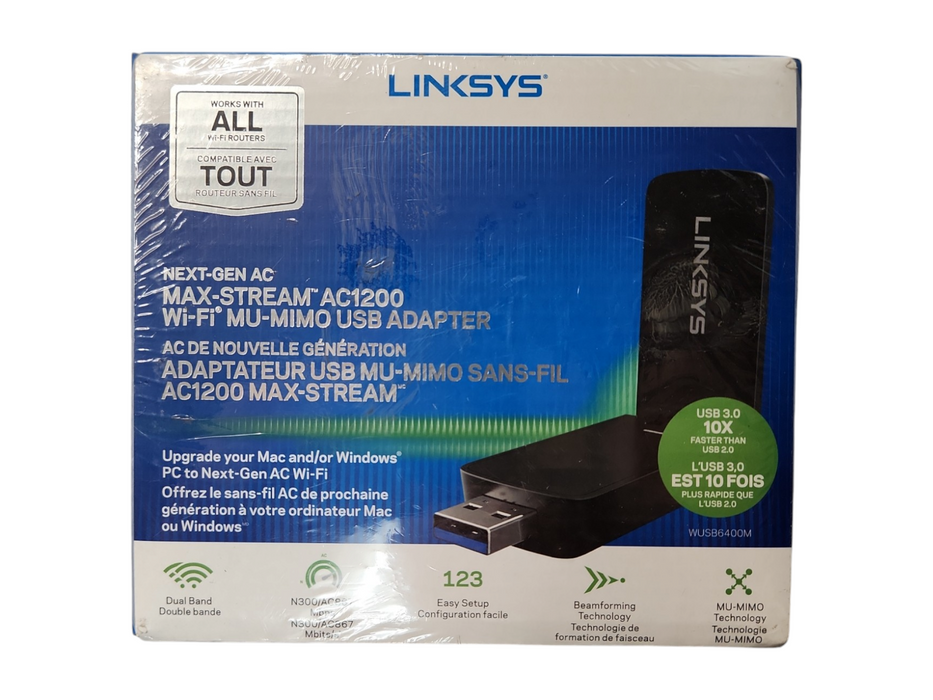 *NEW SEALED* Linksys WUSB6400M AC1200 USB Wi-Fi Adapter, Dual-Band