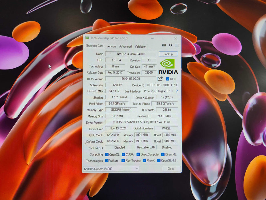 NVIDIA Quadro P4000 8GB GDDR5 Graphics Card 4x DisplayPort