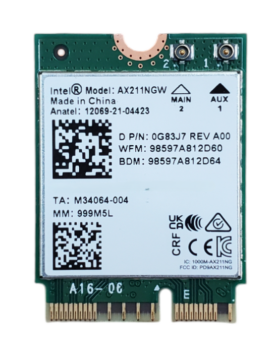 INTEL AX211NGW M.2 2230 PCI-E 802.11AX WIFI 6E BLUETOOTH 5.3