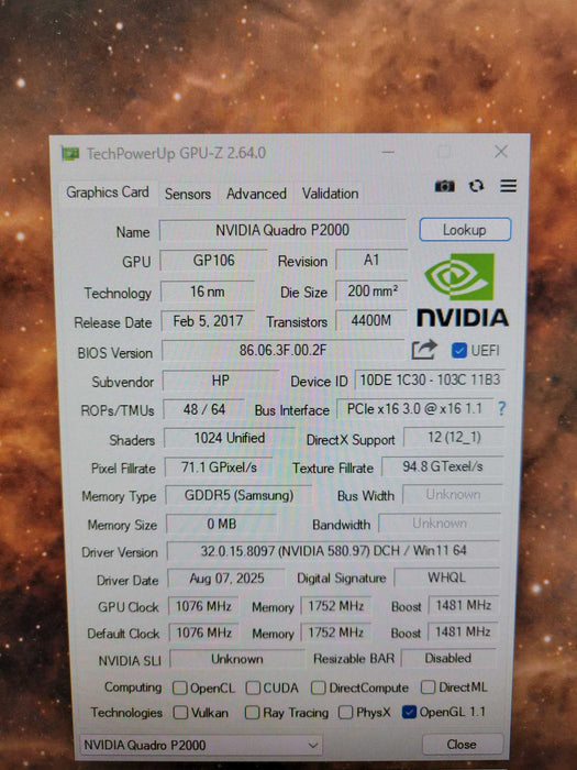 NVIDIA Quadro P2000 5GB GDDR5 Graphics Card, 4x DisplayPort !