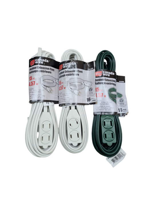 Lot 3x 15ft 3 Outlet Canada Wire Outdoor Light Duty General Extension Cord