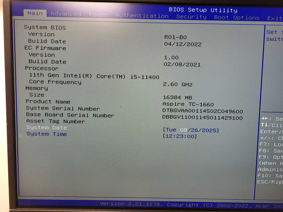 Acer Aspire TC-1660 Tower i5-11400 @ 2.6GHz 16GB DDR4 256GB SSD $