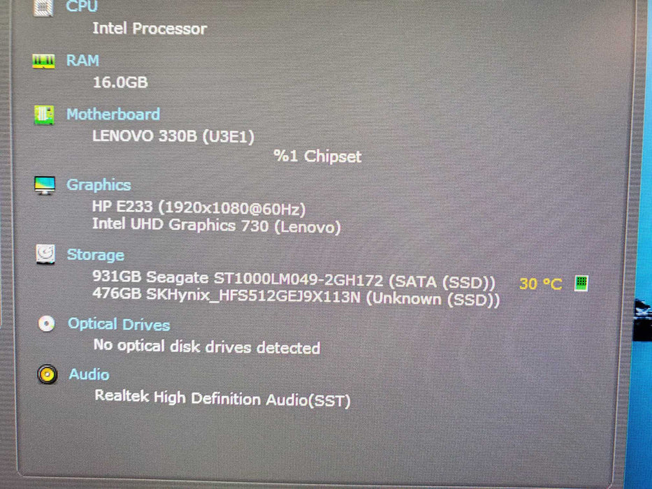 Lenovo ThinkCentre M70q Gen 3 12th i5 - 12400T 16GB DDR4 512GB nvme 1TB HDD