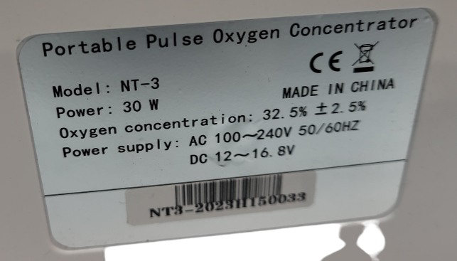 VARON NT-3 Portable Pulse Oxygen Concentrator  &
