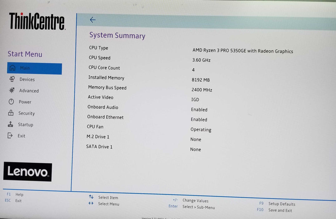 Lenovo ThinkCentre M75q Gen 2 AMD Ryzen 3 PRO 5350GE CPU 8GB RAM No HDD