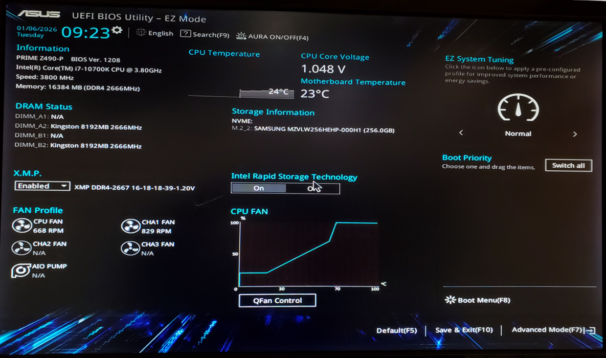 Custom PC | ASUS PRIME Z490-P Core i7-10700K 16GB DDR4 256GB SSD 650w PSU