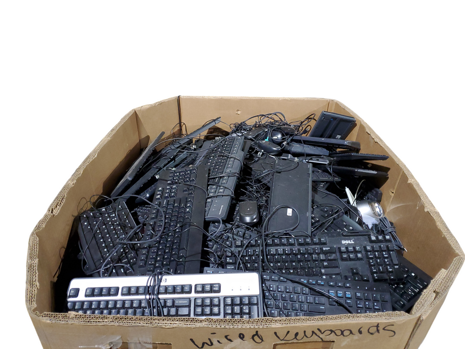 Bin of (650lb appr) Assorted Wired Keyboard and Mice, Mixed Brands, As is Q