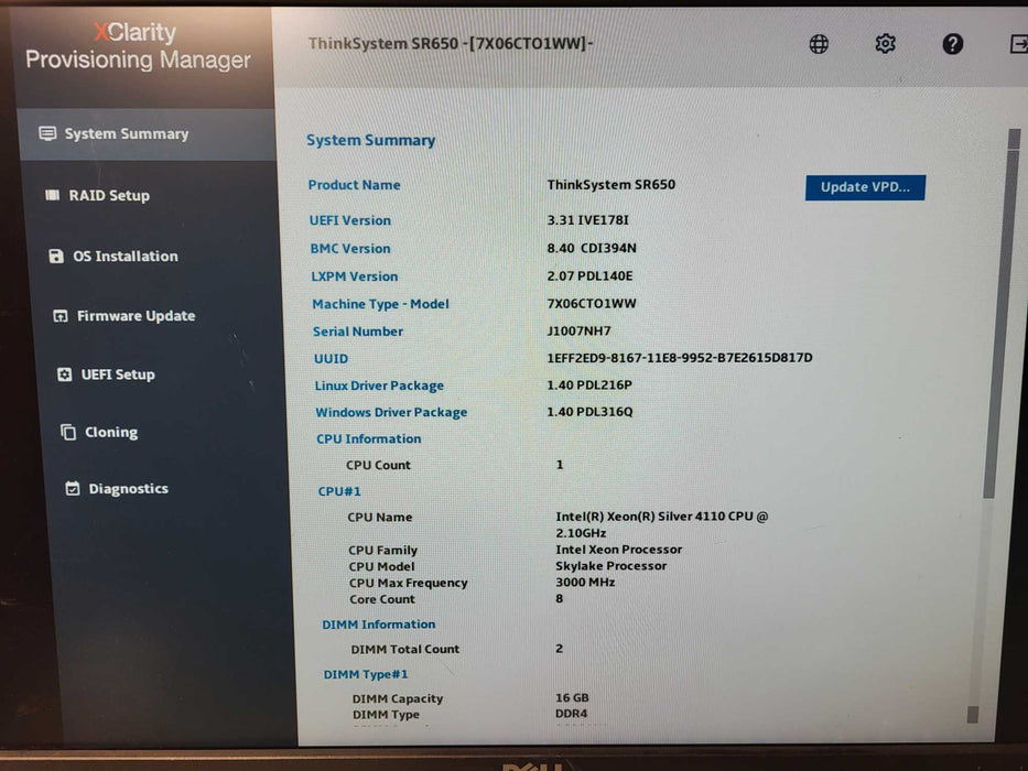 Lenovo SR650 2U Silver 4110 2.1GHz 16GB DDR4 530-8i RAID 2x PSU 8x 2.5" $