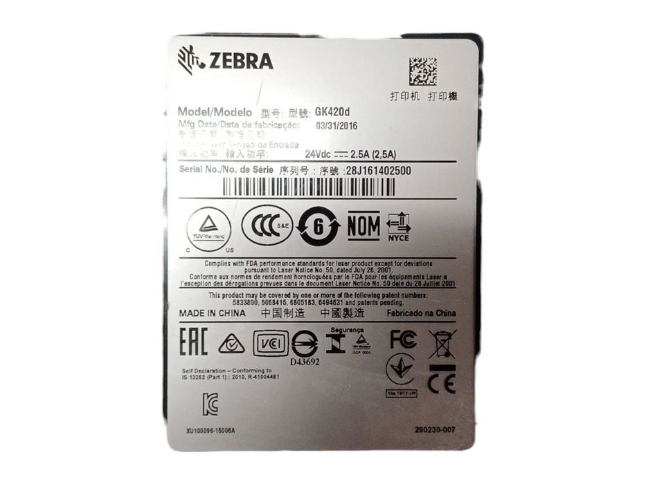 Zebra GK420d 203dpi Ethernet USB Thermal Label Printer GK42-202210-000