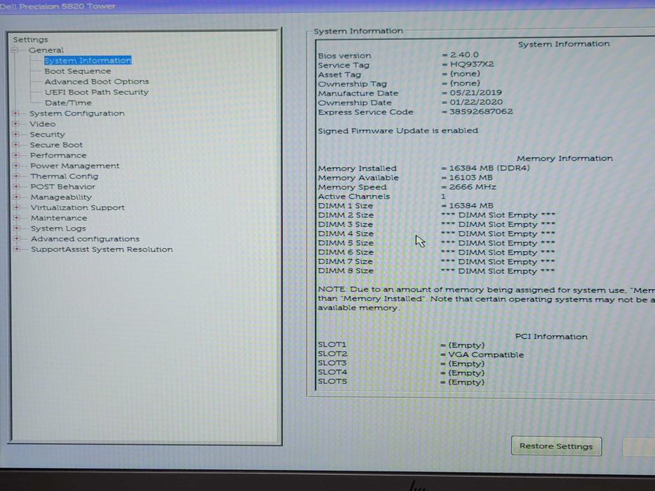 Dell Precision 5820 Xeon W-2133 3.60GHz 16GB DDR4 Quadro K2200 3TB HDD 950W _