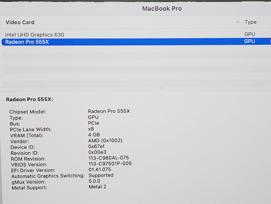 Apple Macbook Pro 2019 15" 6-Core i7-9750H @ 2.6GHz 16GB DDR4 250GB SSD (
