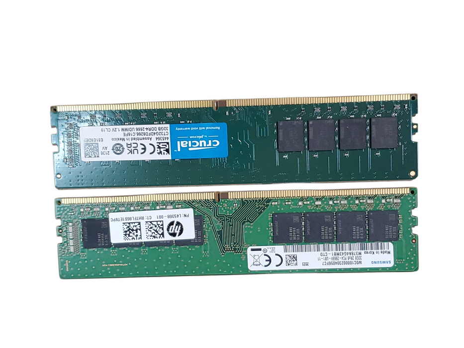 LOT OF 2x 32 GB (Total 64GB) DDR4 2666 ( Samsung & Crucial )