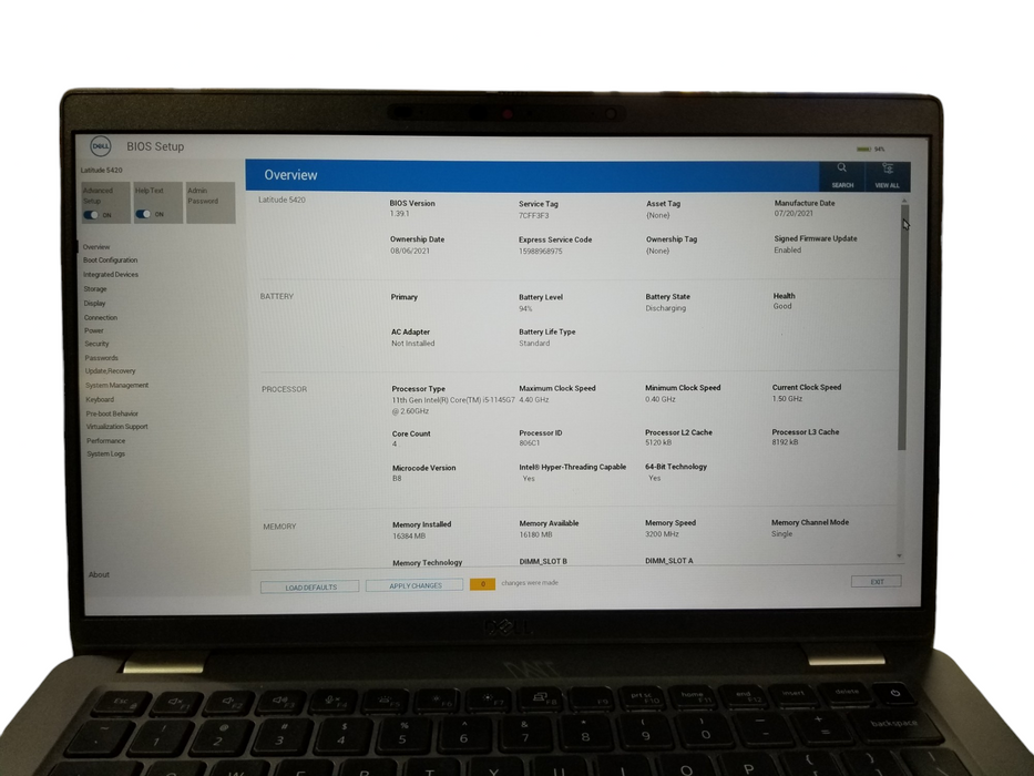 Dell Latitude 5420 Core i5-1145G7 @2.6GHz 16GB RAM DDR4 256GB NVMe  Lap200