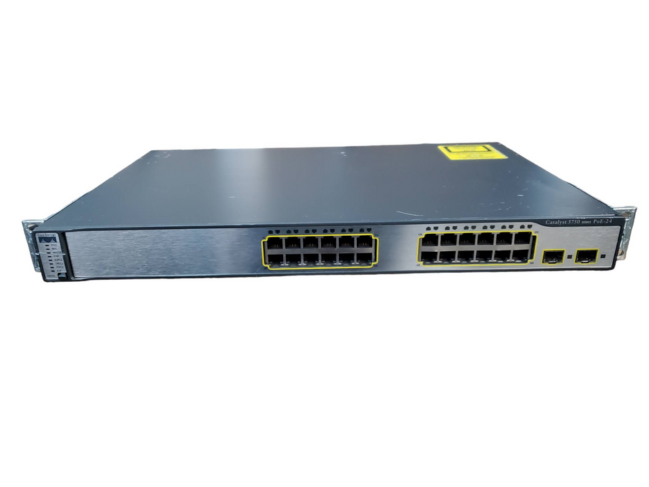 Cisco Catalyst WS-C3750-24PS-S 24-Port w/ 2 SFP PoE Gigabit Network Switch Q@