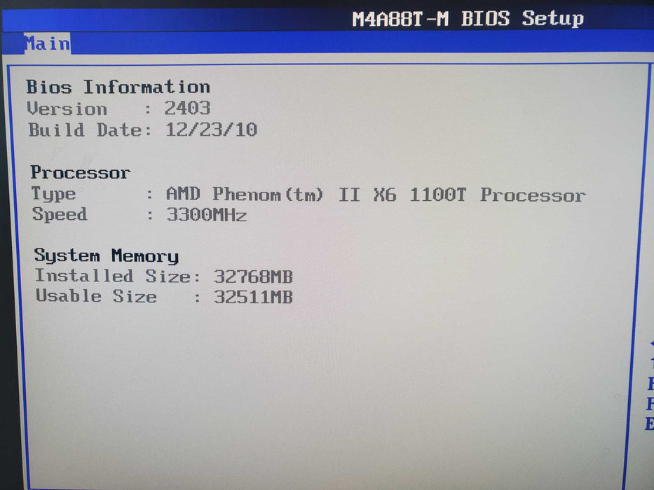 ASUS M4A88T-M/USB3 ATX Motherboard w/ AMD Athlon II X6 1100T 32GB RAM