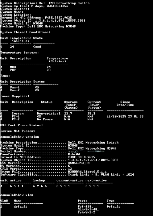 Dell Networking N3048 48-Port 1GbE 2-Port SFP+ Switch, 2x PSU