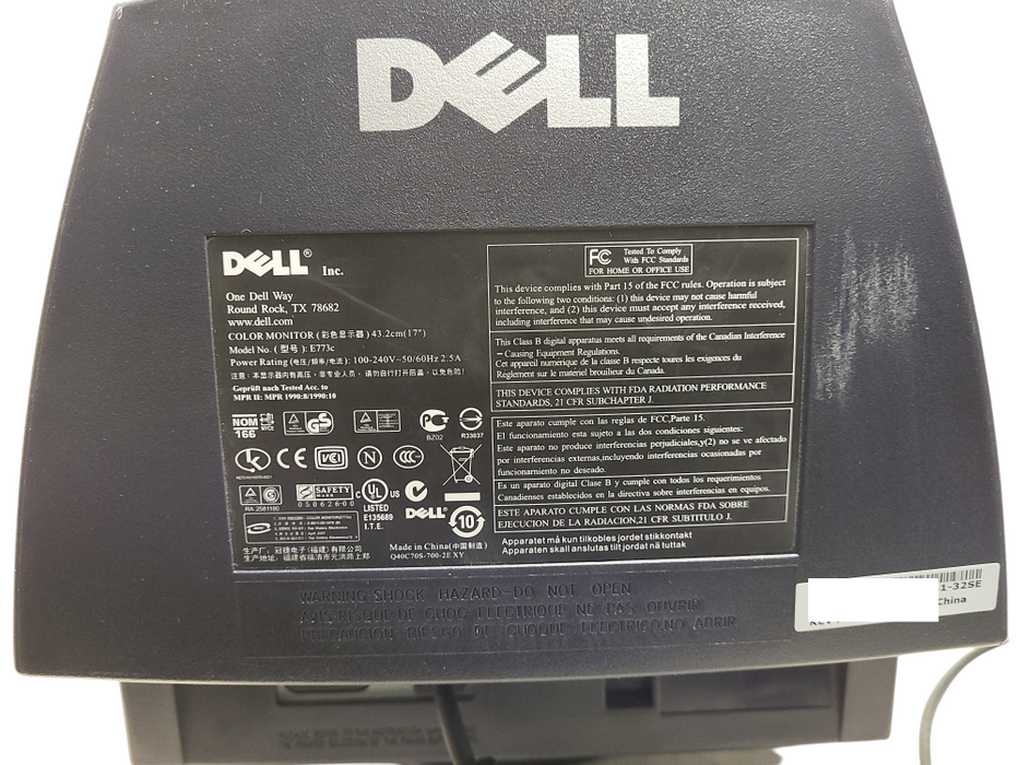 Vintage Dell E773c 17" VGA CRT Retro Gaming Black Desktop Monitor  $