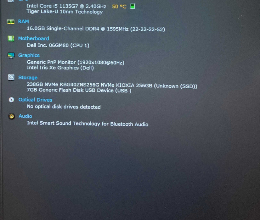 Dell Inspiron 5502 Core i5-1135G7@2.4GHz 16GB RAM 256GB SSD  Lap200