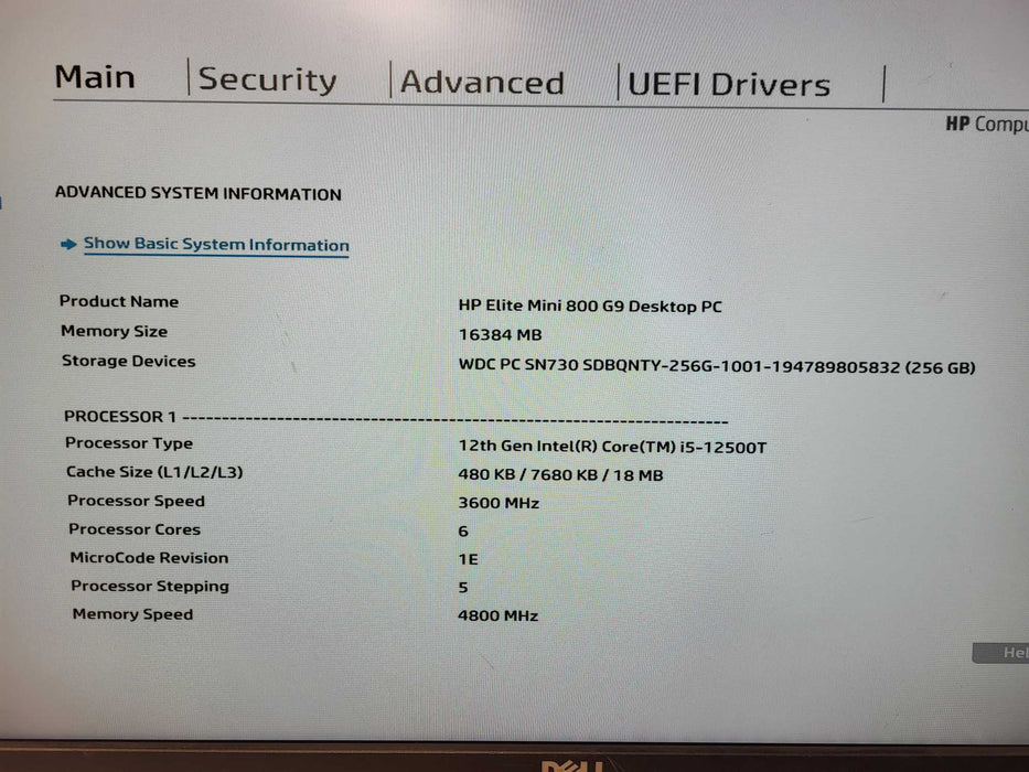 HP Elite Mini 800 G9 Core i5-12500T 16GB DDR4 256GB NVMe wifi w/ AC $