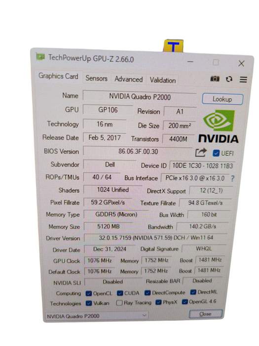 NVIDIA QUADRO P2000 5GB GDDR5 PCIE WORKSTATION GRAPHCIS CARD %