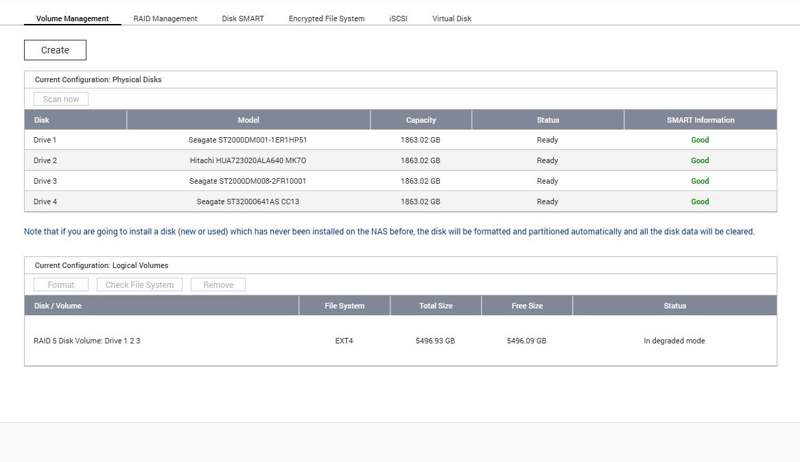 Qnap TS-412 4 Bays NAS w/ 4x2TB HDDs, No Adapter