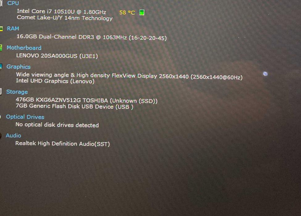 Lenovo ThinkPad X1 Yoga TOUCH Core i7-10510U@1.8GHz 16GB RAM 512GB SSD READ  Lap200