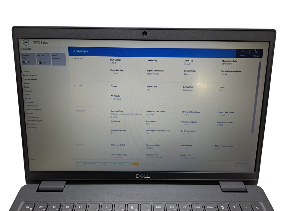Dell Latitude 3520 | Intel Core i5-1145G7 @2.60GHz, 8GB DDR4, 256GB NVMe ) Lap200