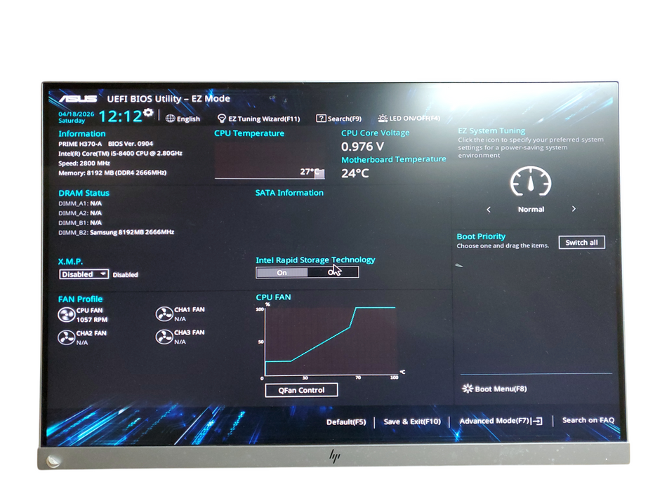 ASUS Prime H370-A Motherboard, i5-8400 CPU, 8GB DDR4 W/ IO shield